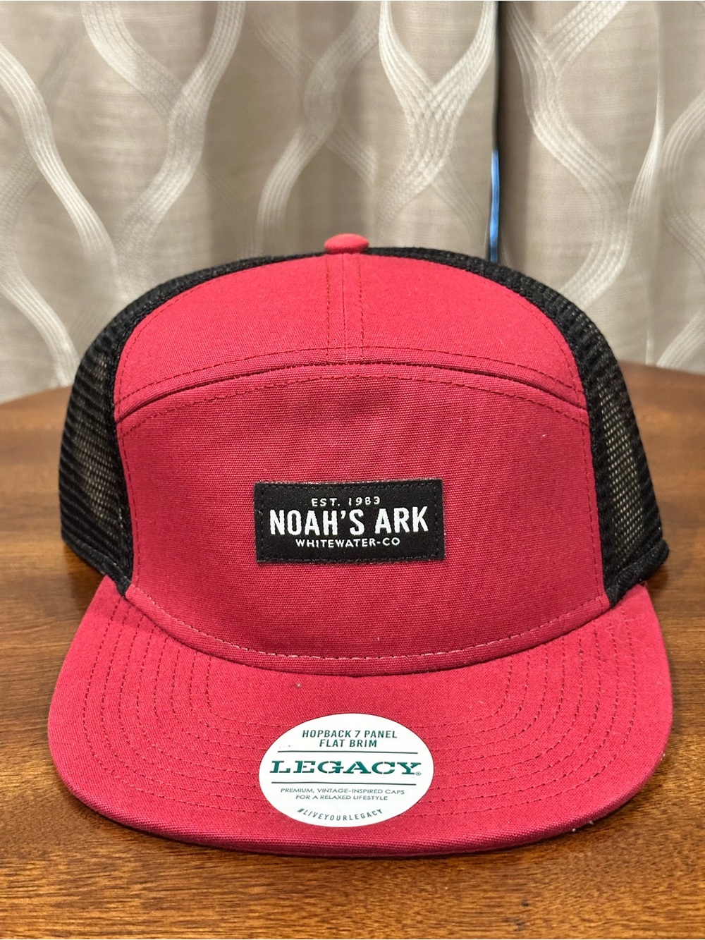 Men’s Noah's Ark Red and Black Trucker Flat Brim Cap - White Water Co.